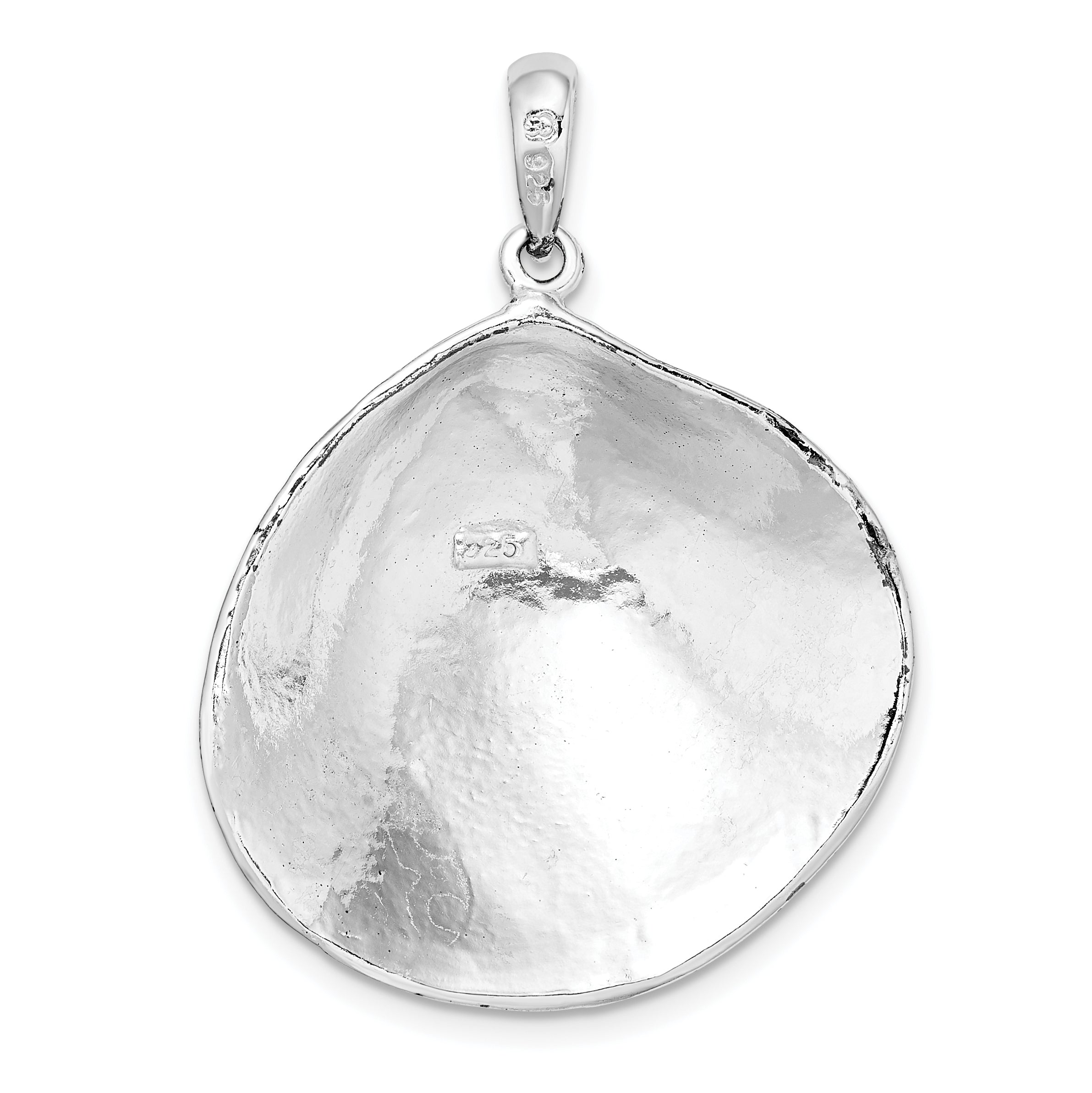 De-Ani Sterling Silver Rhodium-Plated Polished 3D Large Clam Shell Pendant