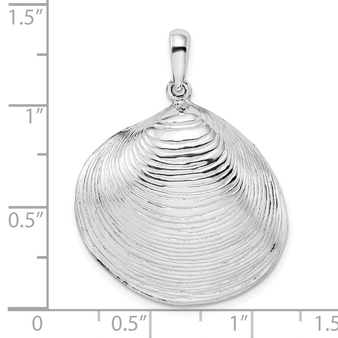 De-Ani Sterling Silver Rhodium-Plated Polished 3D Large Clam Shell Pendant