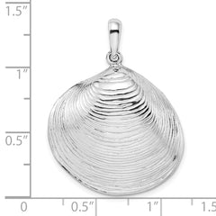 De-Ani Sterling Silver Rhodium-Plated Polished 3D Large Clam Shell Pendant