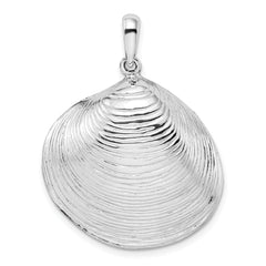 De-Ani Sterling Silver Rhodium-Plated Polished 3D Large Clam Shell Pendant