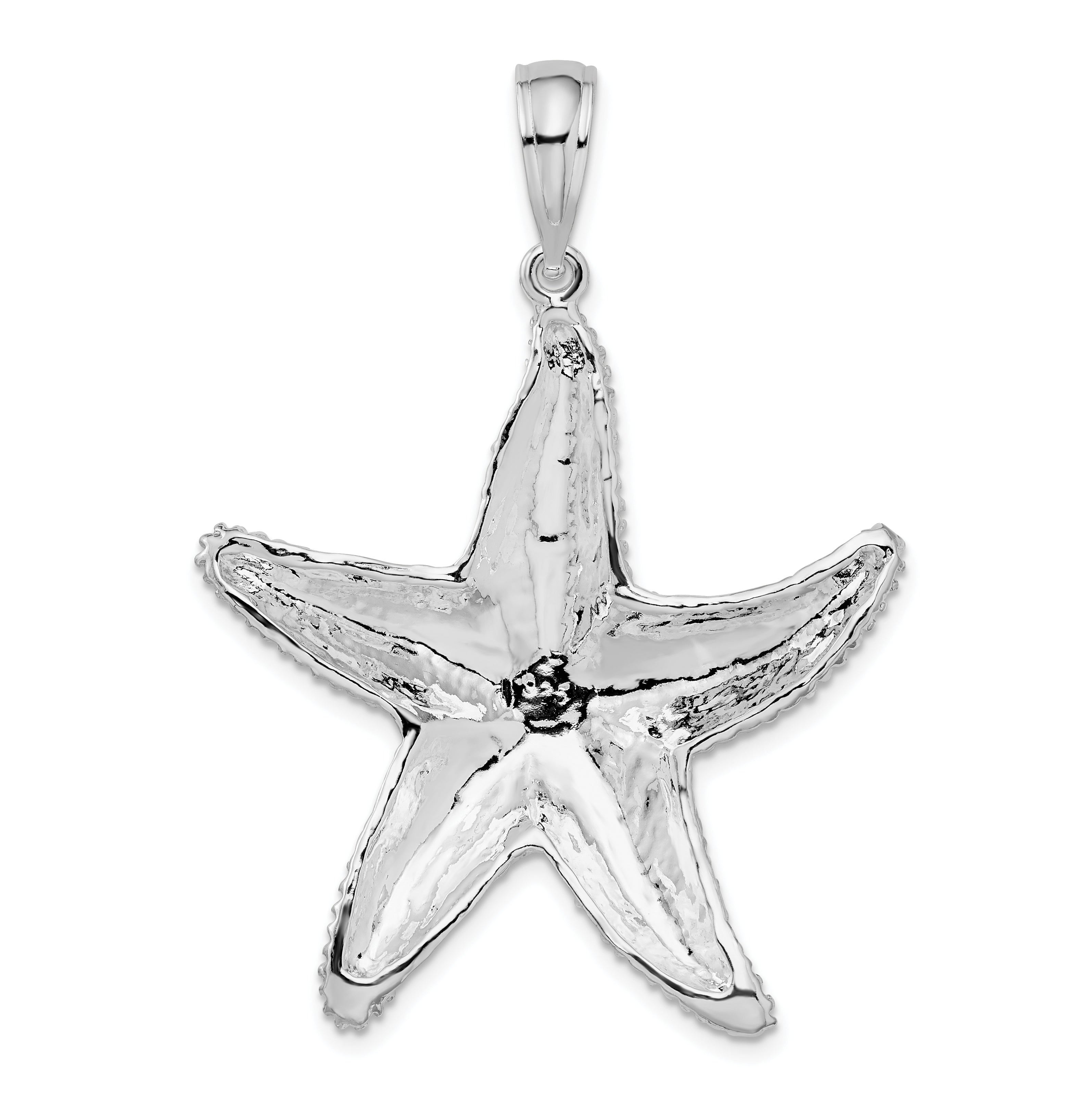 De-Ani Sterling Silver Rhodium-Plated Polished Textured Starfish Pendant