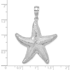 De-Ani Sterling Silver Rhodium-Plated Polished Textured Starfish Pendant