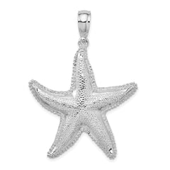 De-Ani Sterling Silver Rhodium-Plated Polished Textured Starfish Pendant