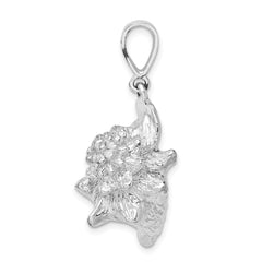 De-Ani Sterling Silver Rhodium-Plated Polished 3D Conch Shell Pendant