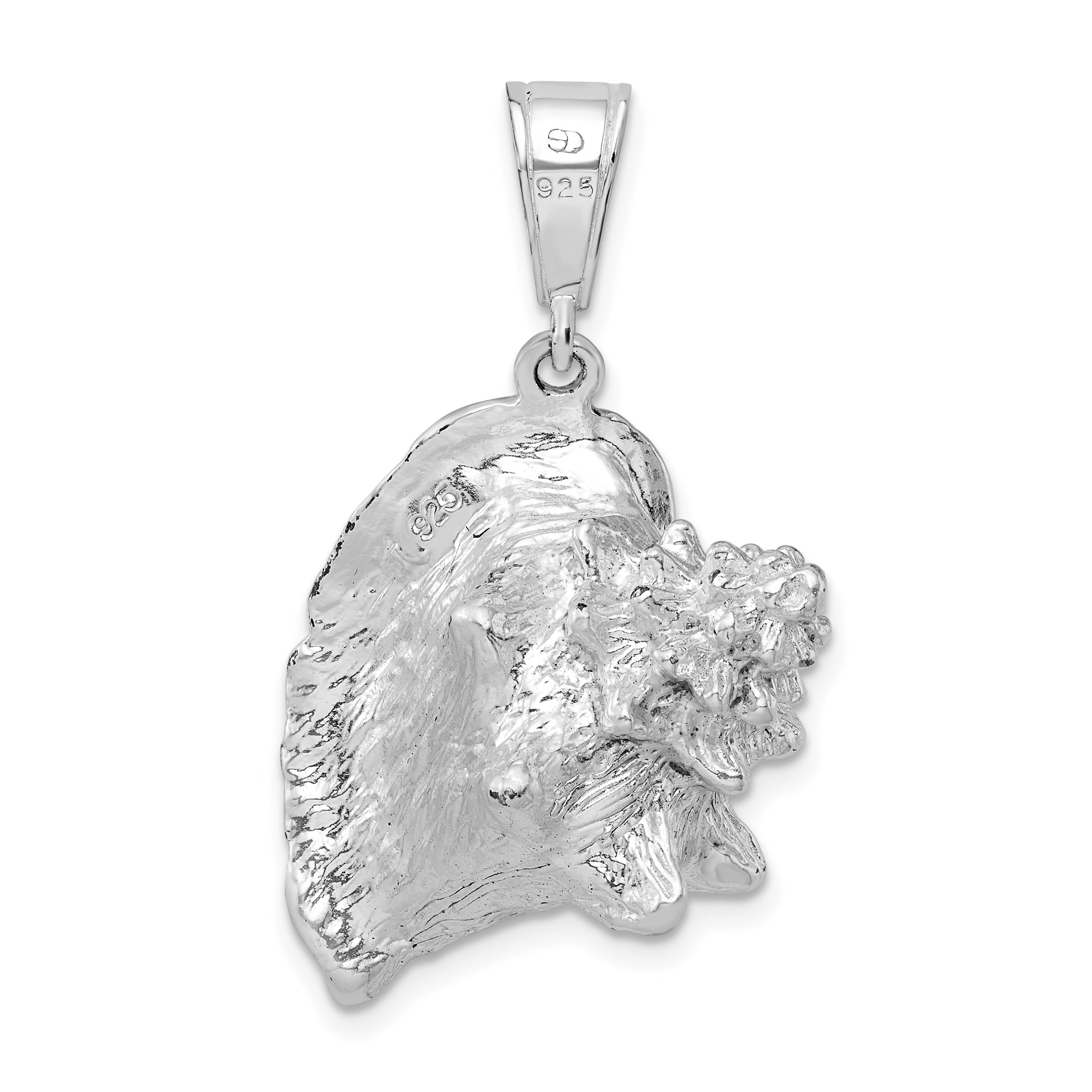 De-Ani Sterling Silver Rhodium-Plated Polished 3D Conch Shell Pendant