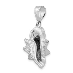 De-Ani Sterling Silver Rhodium-Plated Polished 3D Conch Shell Pendant