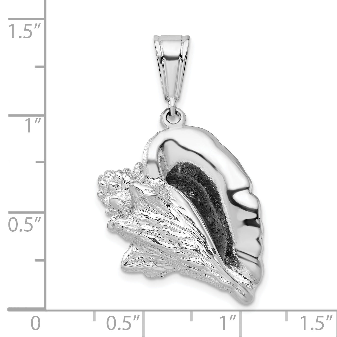 De-Ani Sterling Silver Rhodium-Plated Polished 3D Conch Shell Pendant