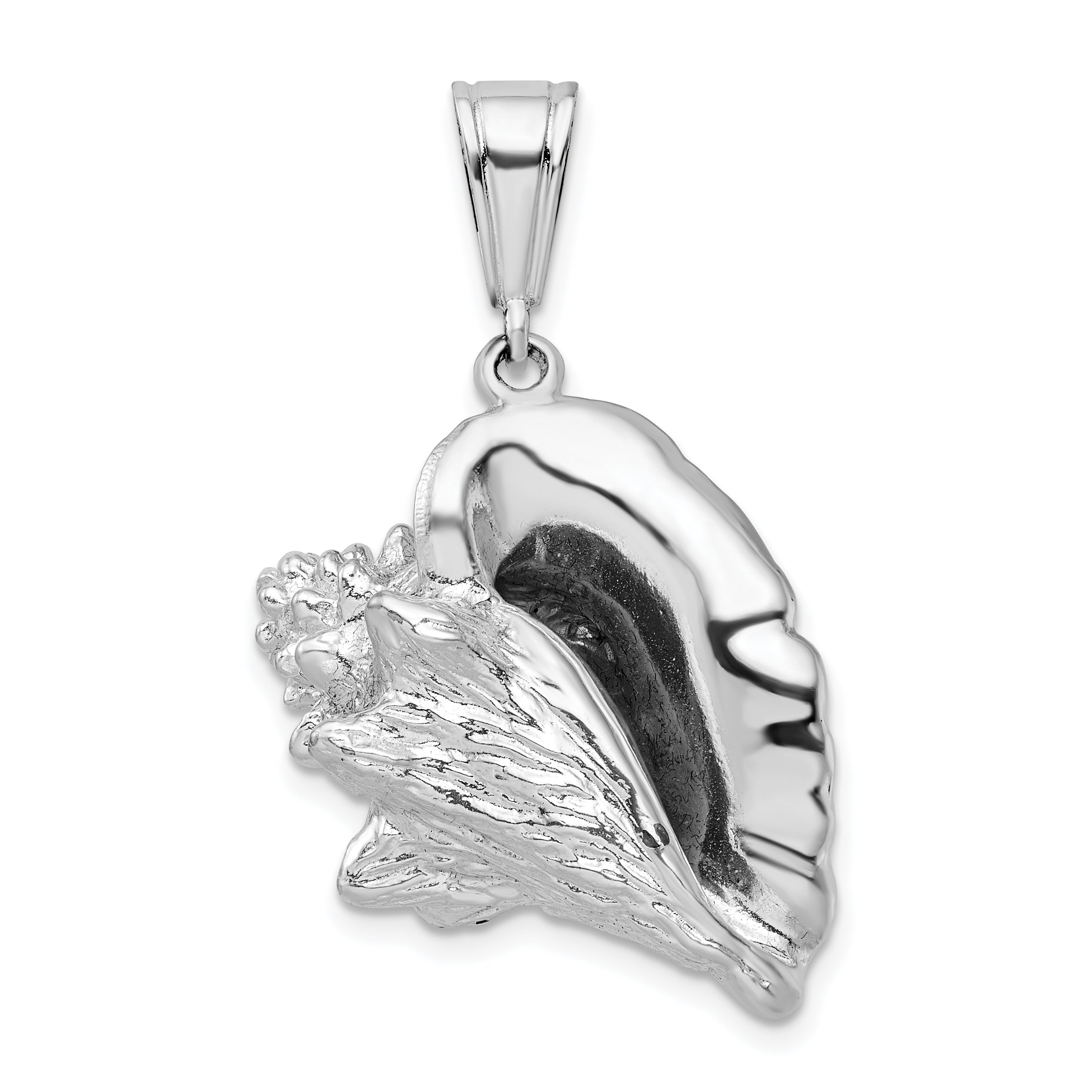 De-Ani Sterling Silver Rhodium-Plated Polished 3D Conch Shell Pendant