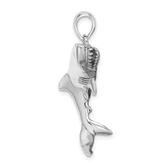 De-Ani Sterling Silver Rhodium-Plated Polished 3D Swimming Shark Pendant