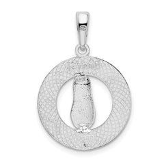 De-Ani Sterling Silver Rhodium-Plated Long Beach Island New Jersey with Flip-flop Pendant