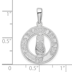 De-Ani Sterling Silver Rhodium-Plated Long Beach Island New Jersey with Flip-flop Pendant