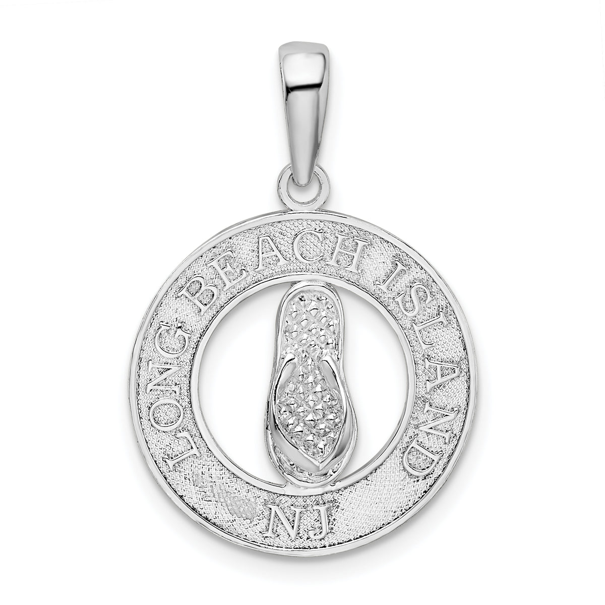 De-Ani Sterling Silver Rhodium-Plated Long Beach Island New Jersey with Flip-flop Pendant