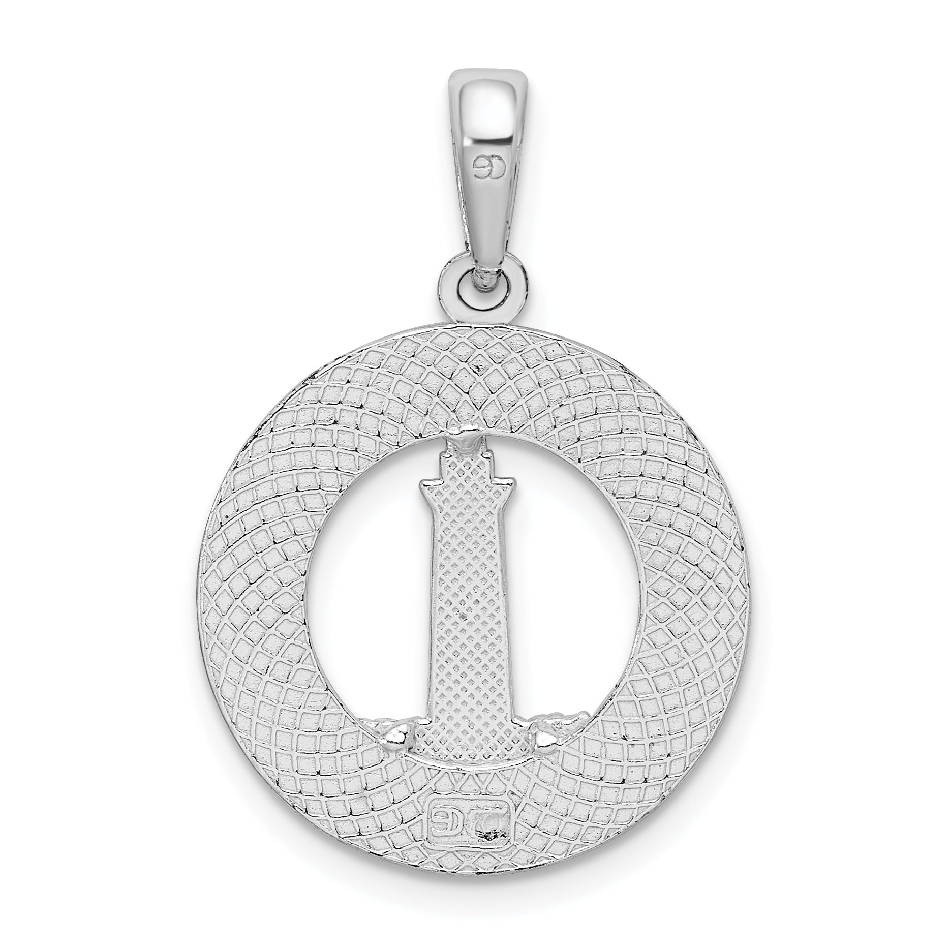 De-Ani Sterling Silver Rhodium-Plated Textured Hilton Head Lighthouse Pendant