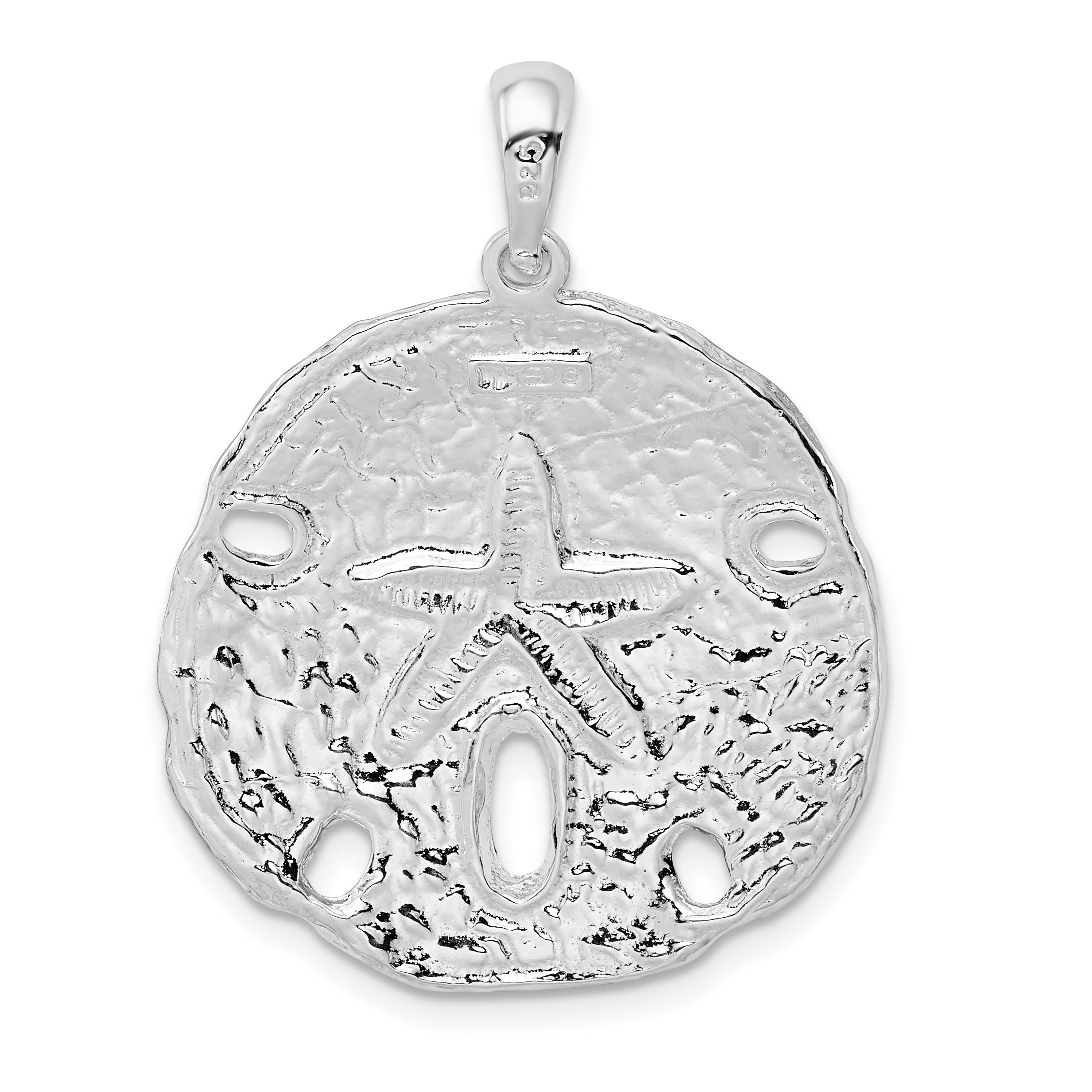 De-Ani Sterling Silver Rhodium-Plated Polished Sand Dollar Pendant