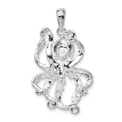 De-Ani Sterling Silver Rhodium-Plated Polished Textured Octopus Pendant