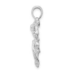 De-Ani Sterling Silver Rhodium-Plated Polished Textured Octopus Pendant