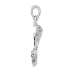 De-Ani Sterling Silver Polished Large Dolphin and Anchor Pendant