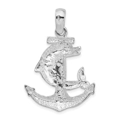 De-Ani Sterling Silver Polished Large Dolphin and Anchor Pendant