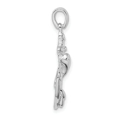 De-Ani Sterling Silver Polished Dolphin and Anchor Pendant