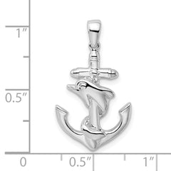 De-Ani Sterling Silver Polished Dolphin and Anchor Pendant