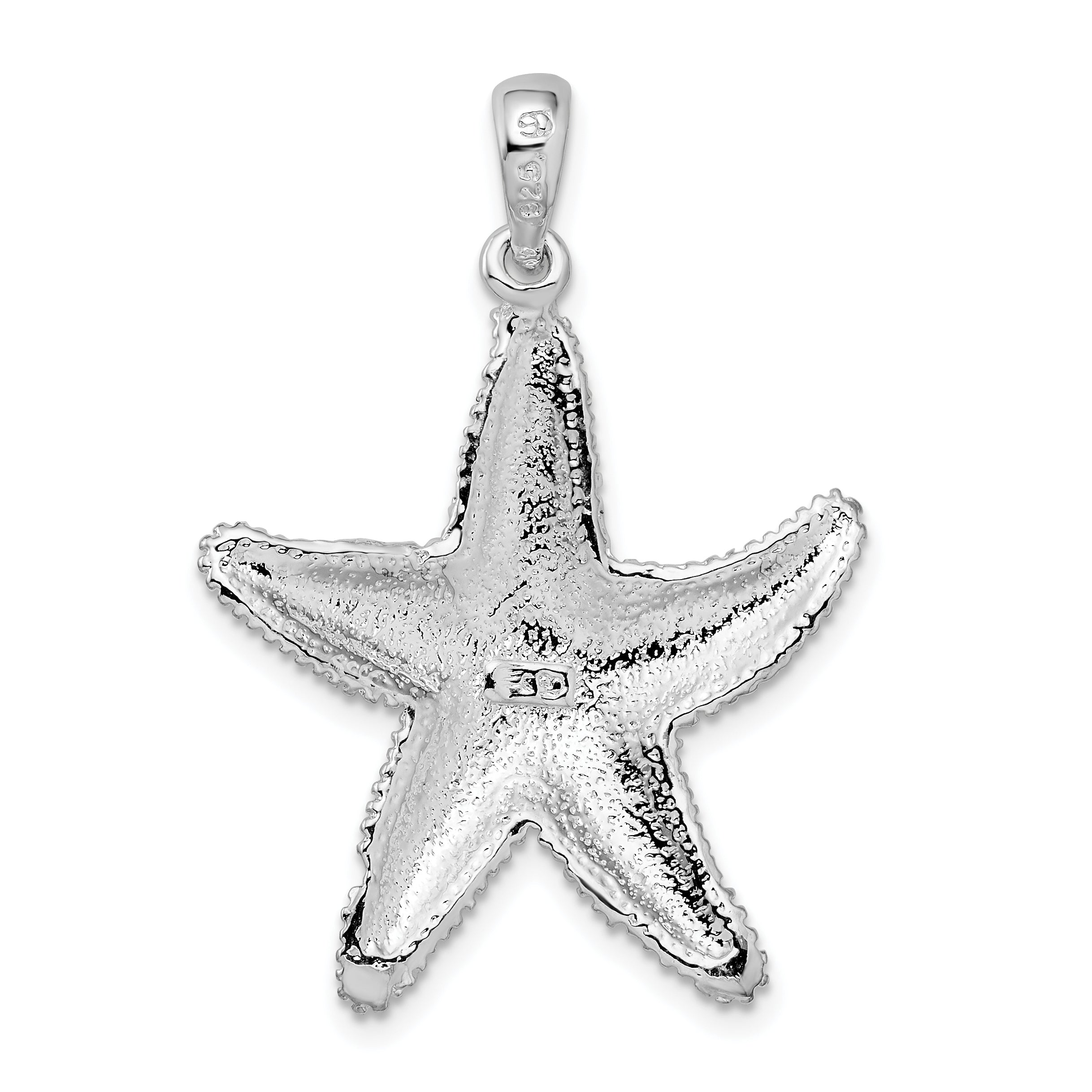 De-Ani Sterling Silver Rhodium-Plated Polished Textured Starfish Pendant