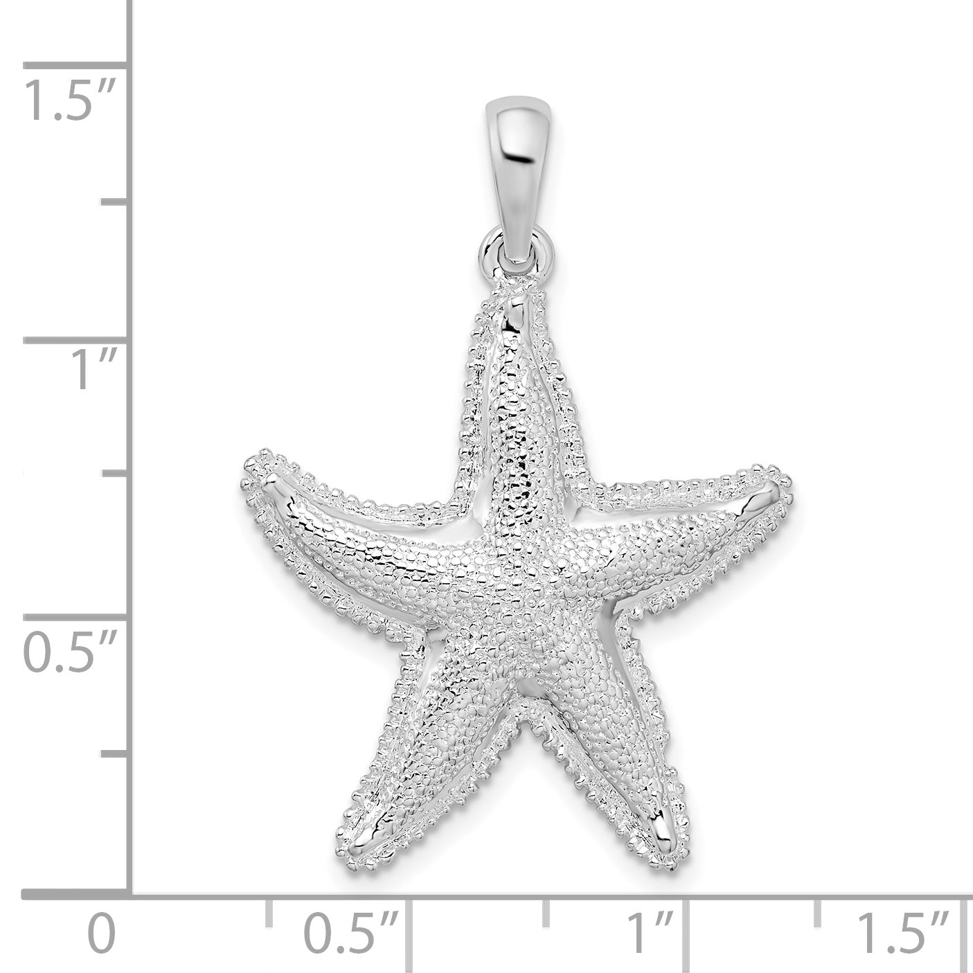 De-Ani Sterling Silver Rhodium-Plated Polished Textured Starfish Pendant