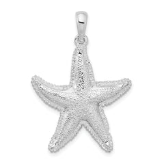 De-Ani Sterling Silver Rhodium-Plated Polished Textured Starfish Pendant