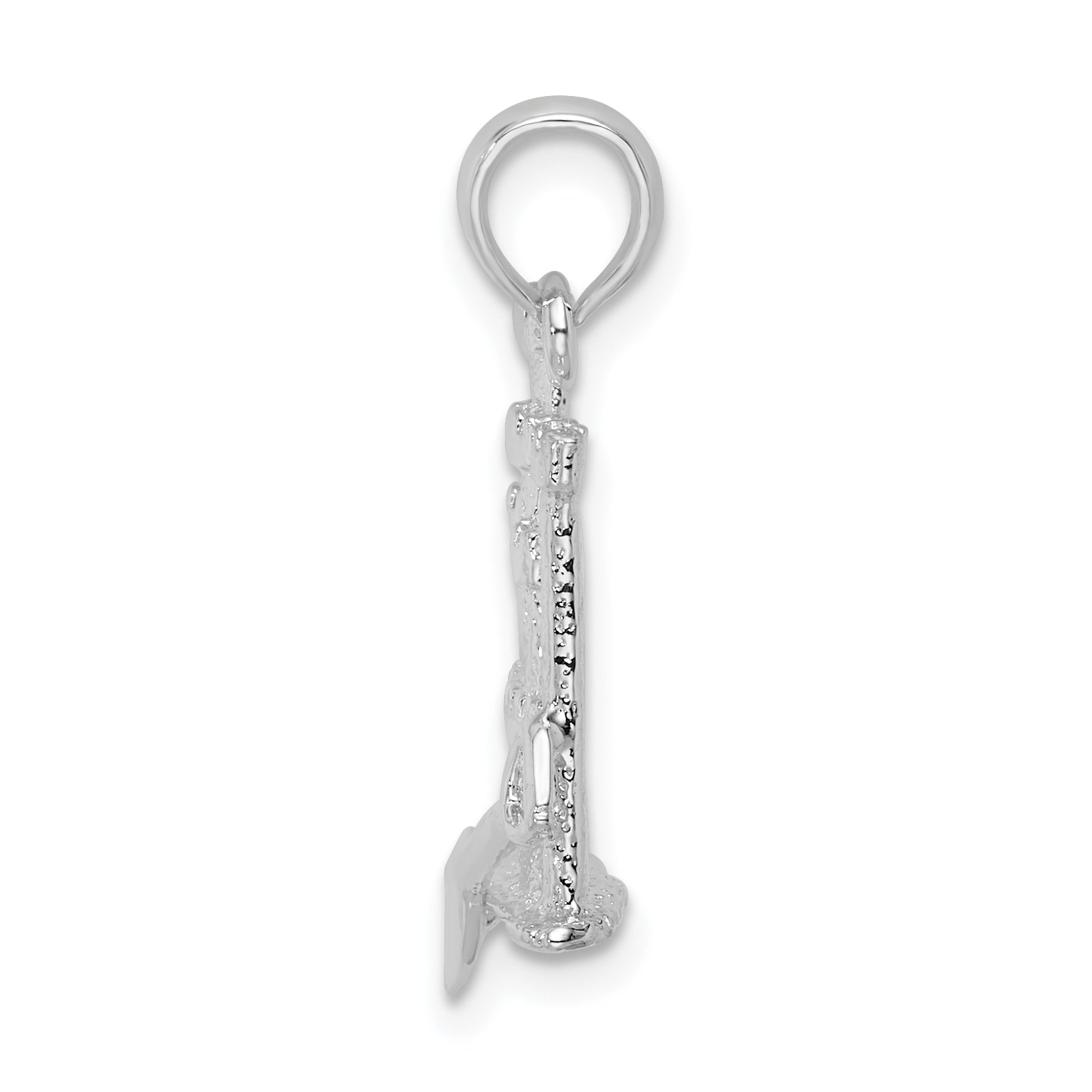 De-Ani Sterling Silver Rhodium-Plated Polished 3D Sandcastle / Shovel Pendant