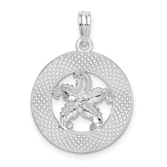 De-Ani Sterling Silver Rhodium-Plated Textured Bahamas with Starfish Pendant