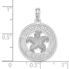 De-Ani Sterling Silver Rhodium-Plated Textured Bahamas with Starfish Pendant