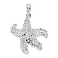 De-Ani Sterling Silver Rhodium-Plated Polished Pierced Starfish Pendant