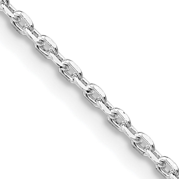 Sterling Silver Rhodium-plated 1.5mm Beveled Oval Cable Chain