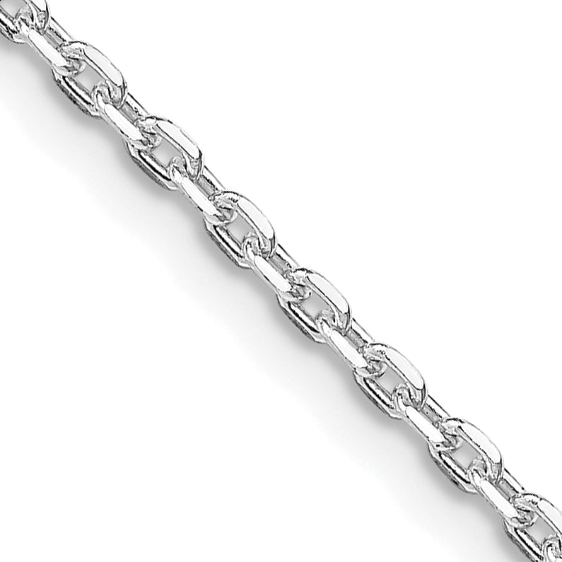 Sterling Silver Rhodium-plated 2mm Beveled Oval Cable Chain