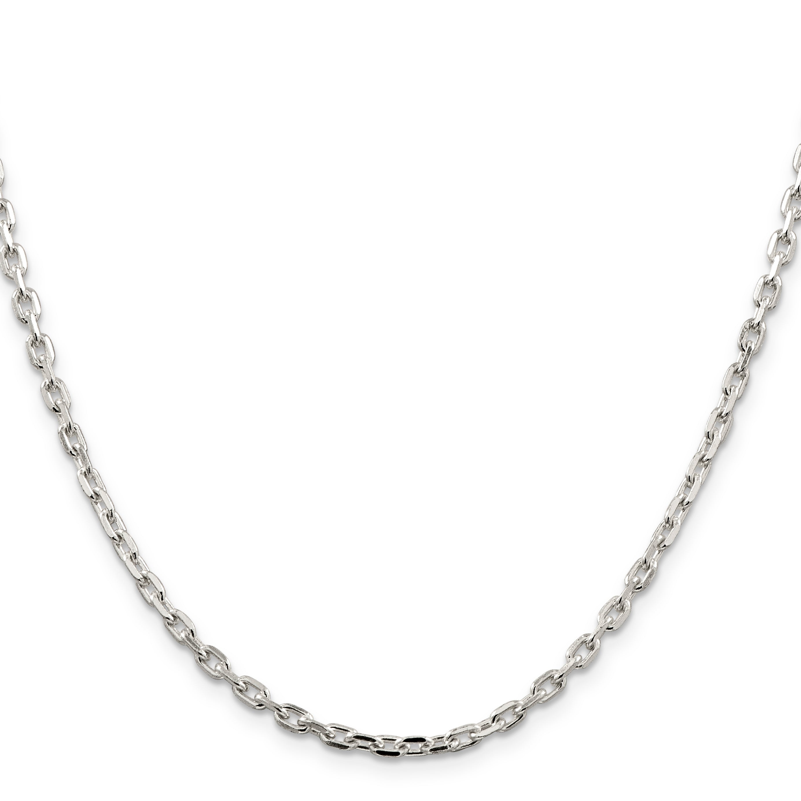 Sterling Silver 3.25mm Beveled Oval Cable Chain