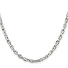 Sterling Silver 4.9mm Beveled Oval Cable Chain