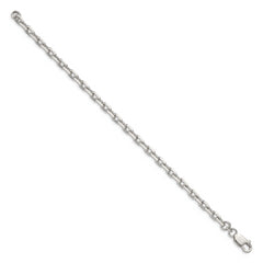 Sterling Silver 4.9mm Beveled Oval Cable Chain