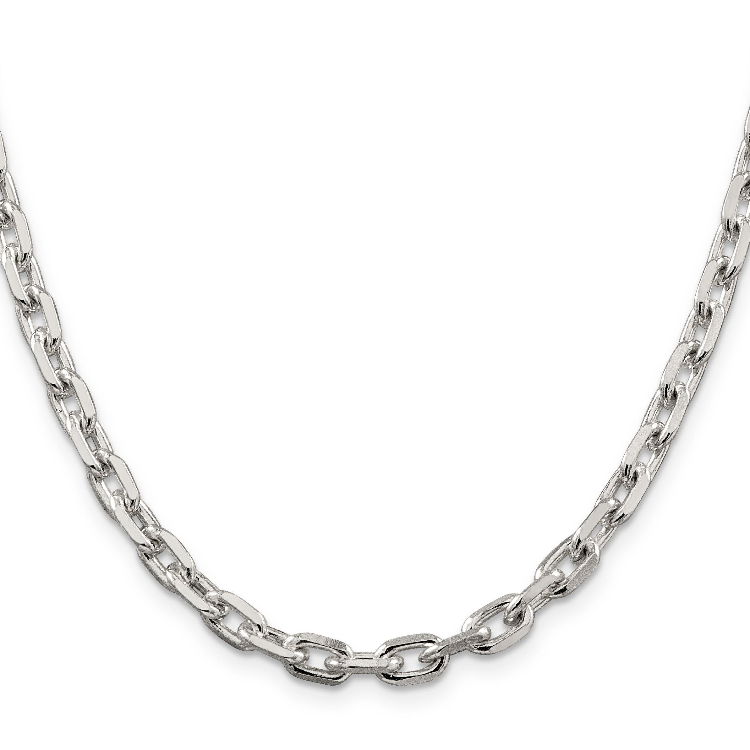 Sterling Silver 5.4mm Beveled Oval Cable Chain