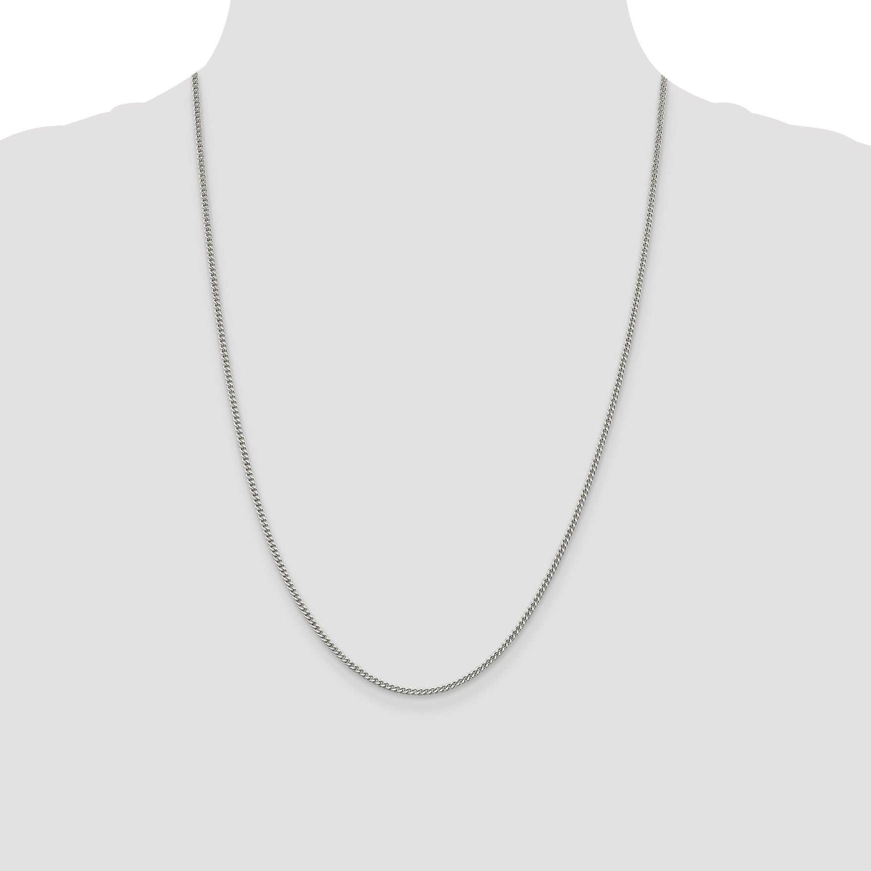 Sterling Silver Rhodium-plated 2mm Curb Chain