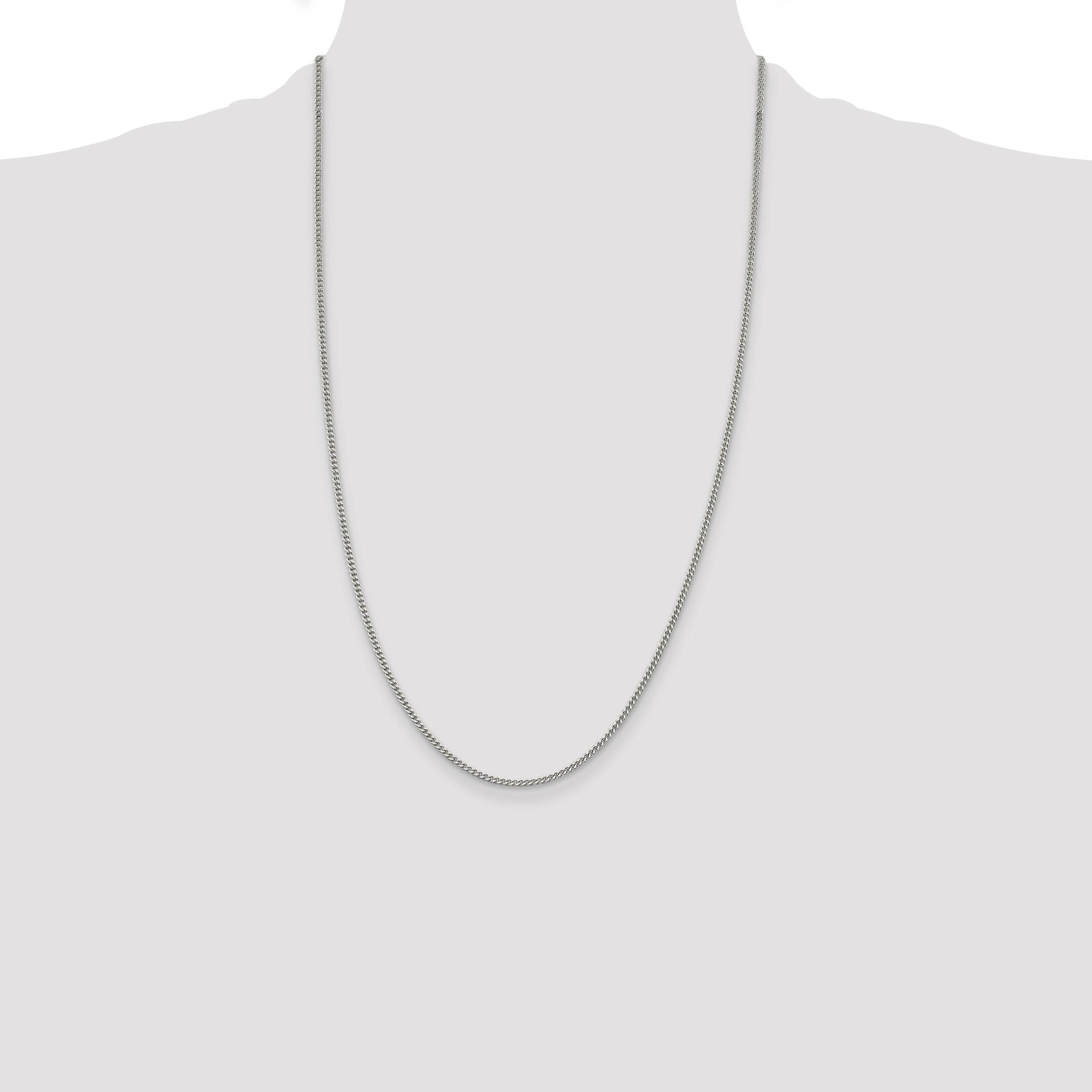 Sterling Silver Rhodium-plated 2mm Curb Chain