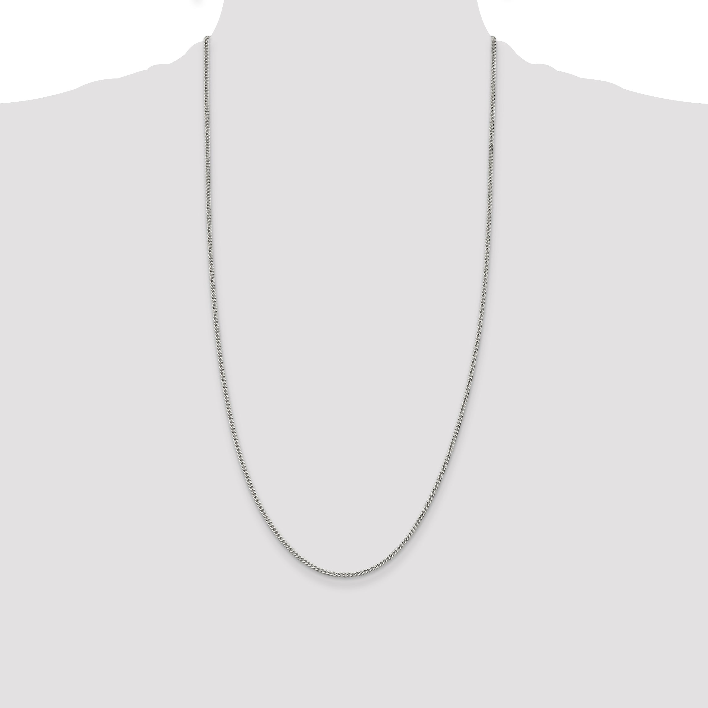 Sterling Silver Rhodium-plated 2mm Curb Chain