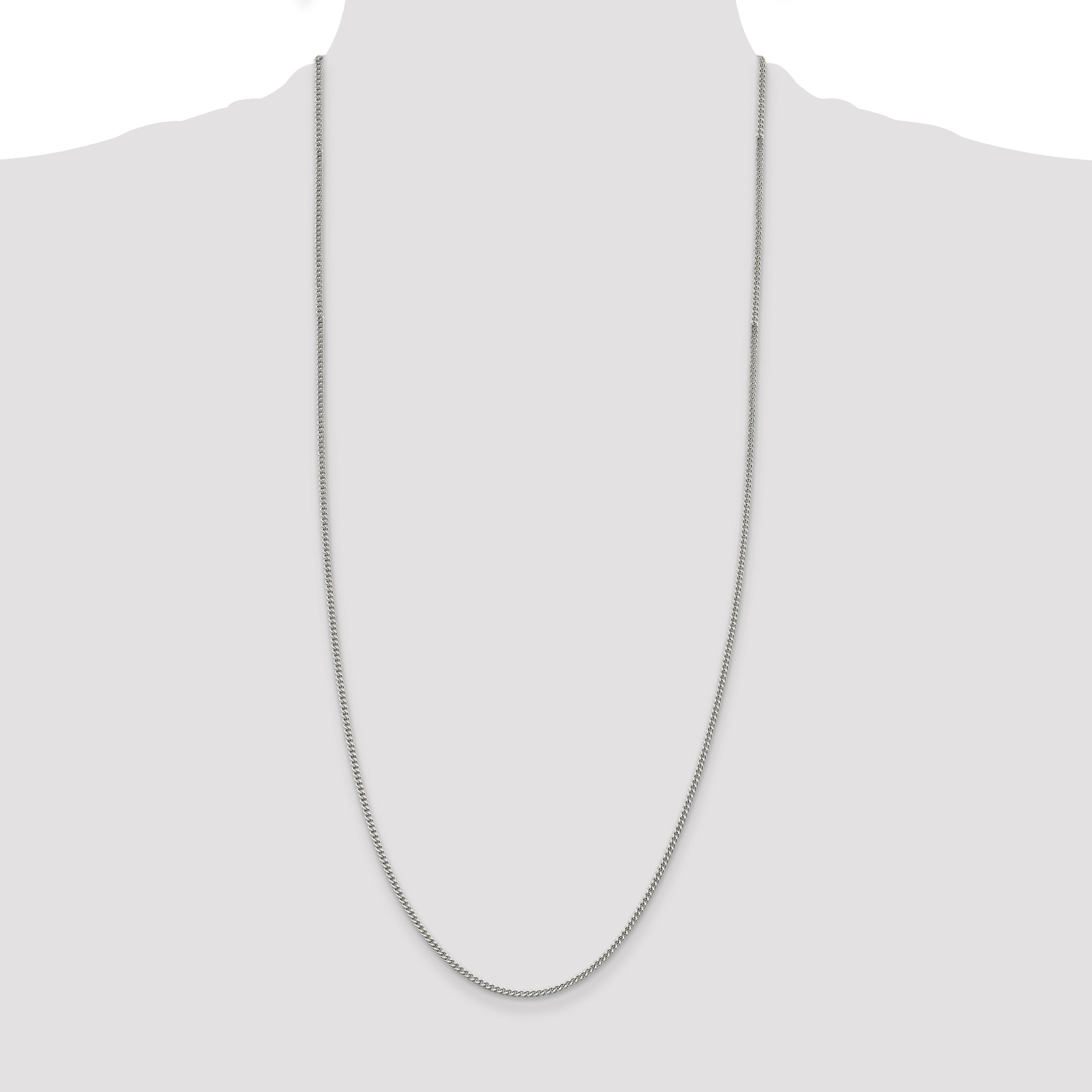 Sterling Silver Rhodium-plated 2mm Curb Chain