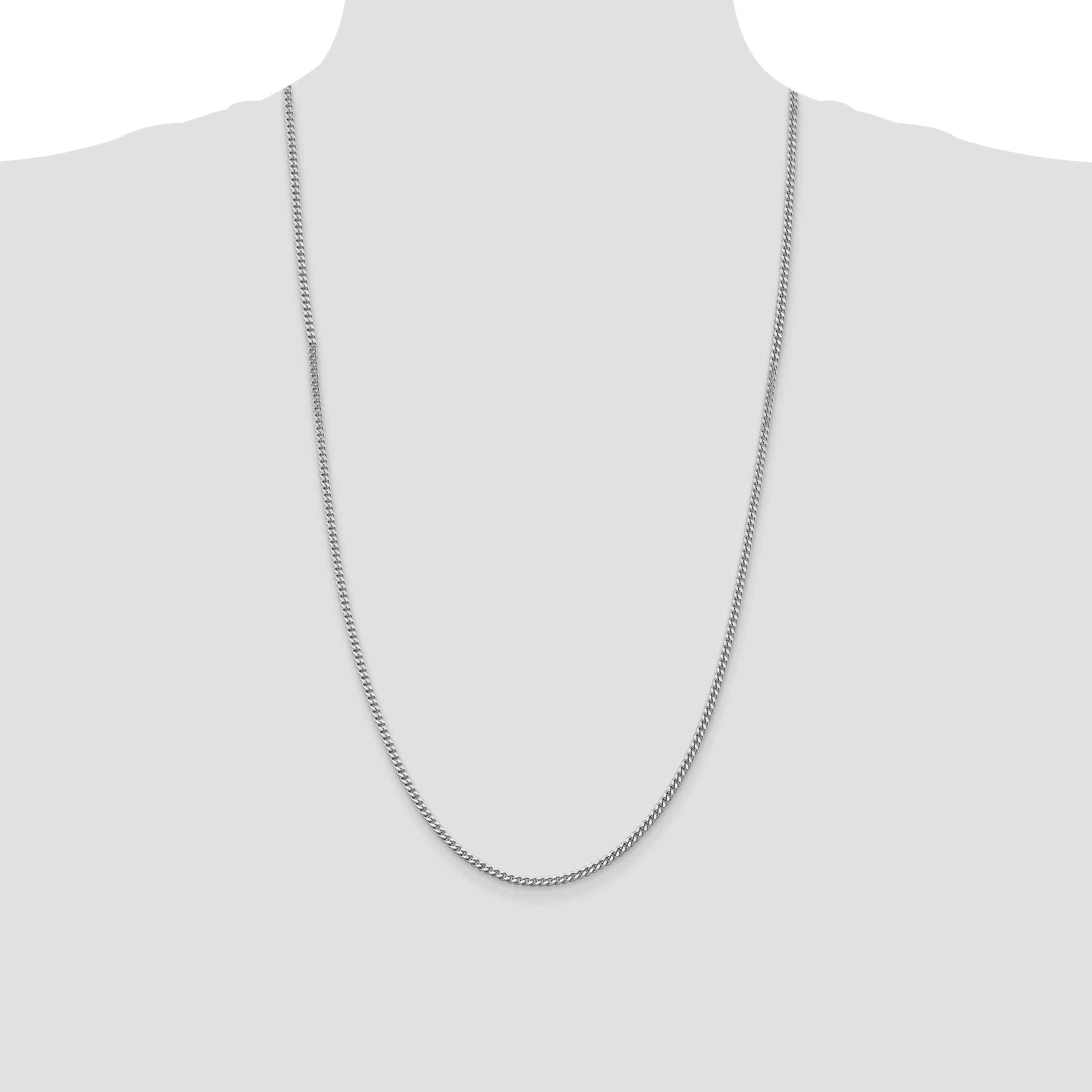 Sterling Silver Rhodium-plated 3mm Curb Chain