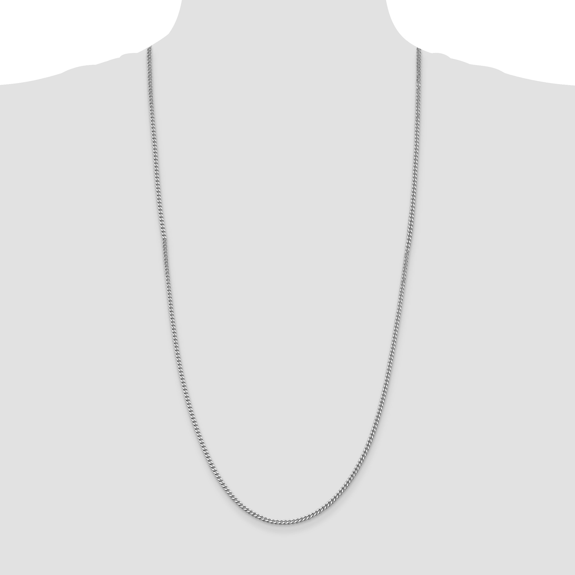 Sterling Silver Rhodium-plated 3mm Curb Chain