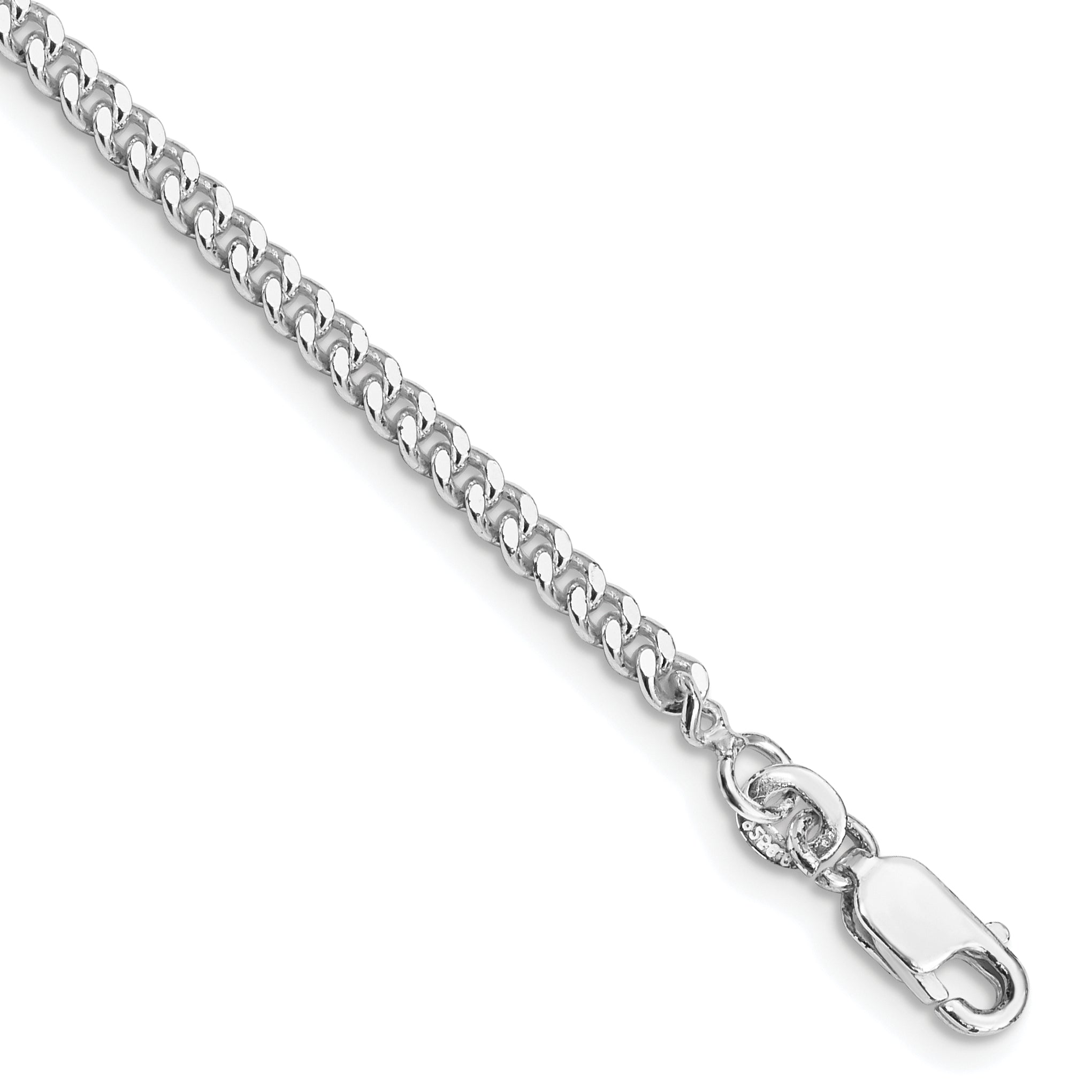 Sterling Silver Rhodium-plated 3mm Curb Chain