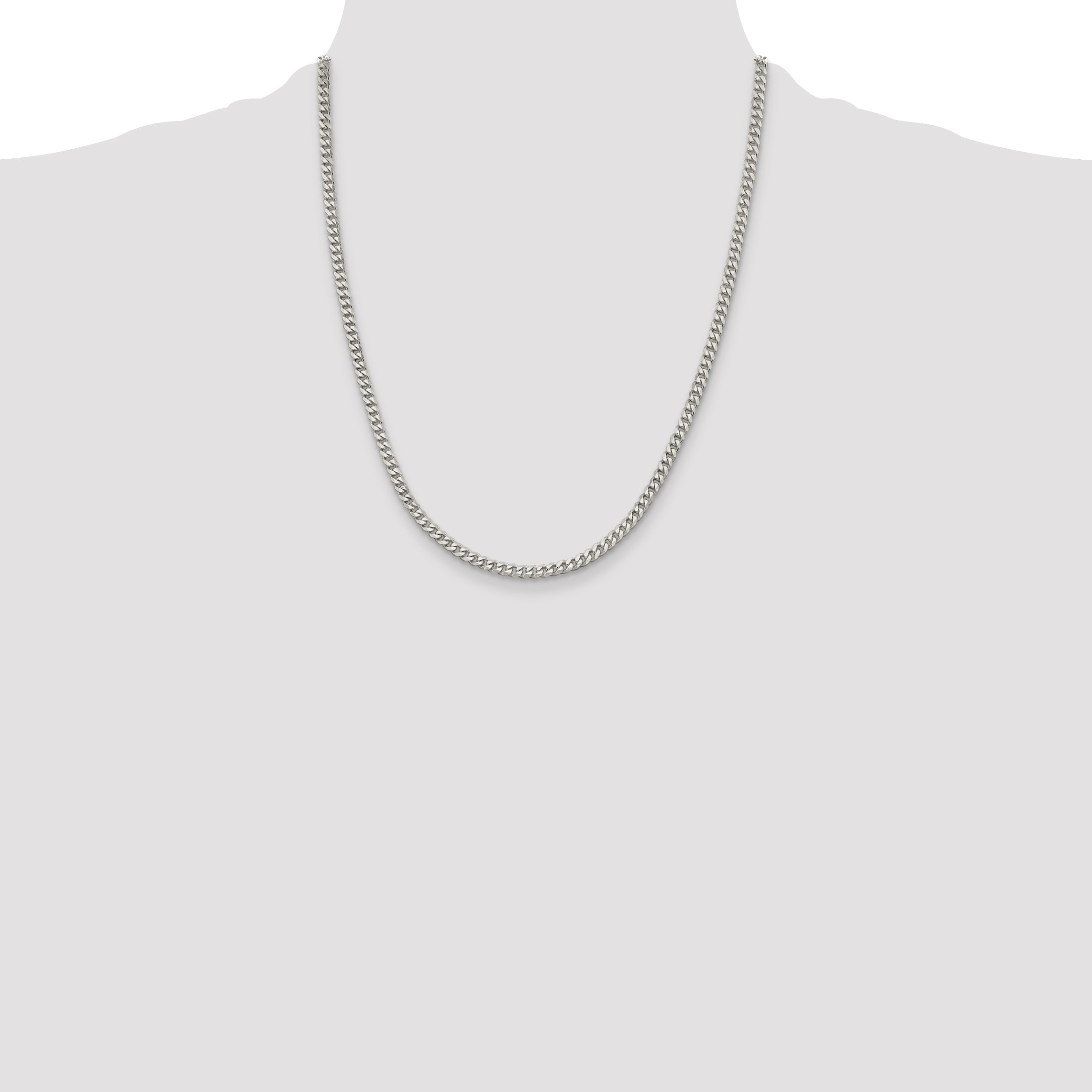 Sterling Silver Rhodium-plated 3.5mm Curb Chain