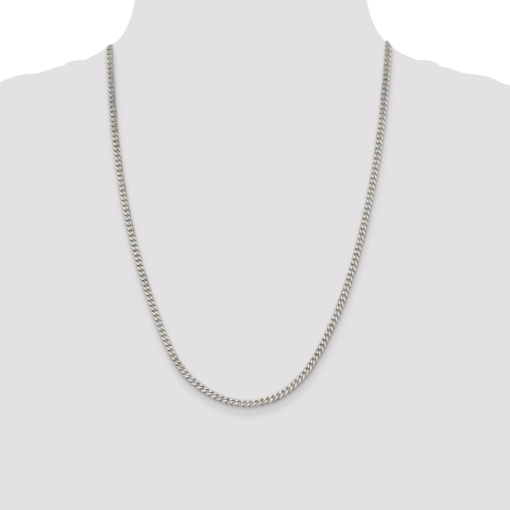 Sterling Silver Rhodium-plated 3.5mm Curb Chain