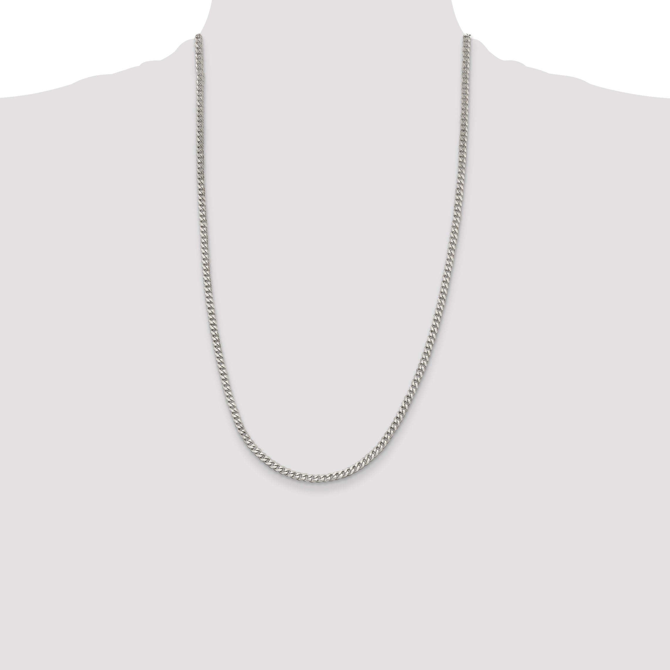 Sterling Silver Rhodium-plated 3.5mm Curb Chain