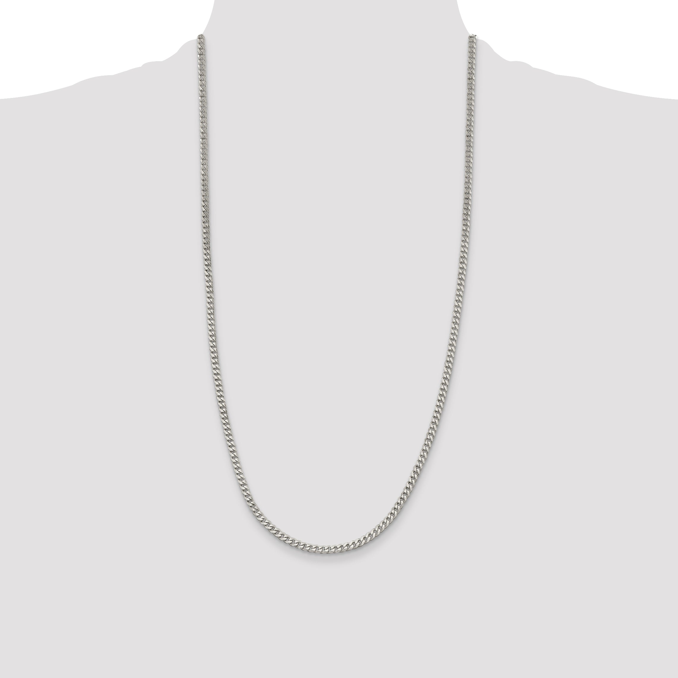 Sterling Silver Rhodium-plated 3.5mm Curb Chain