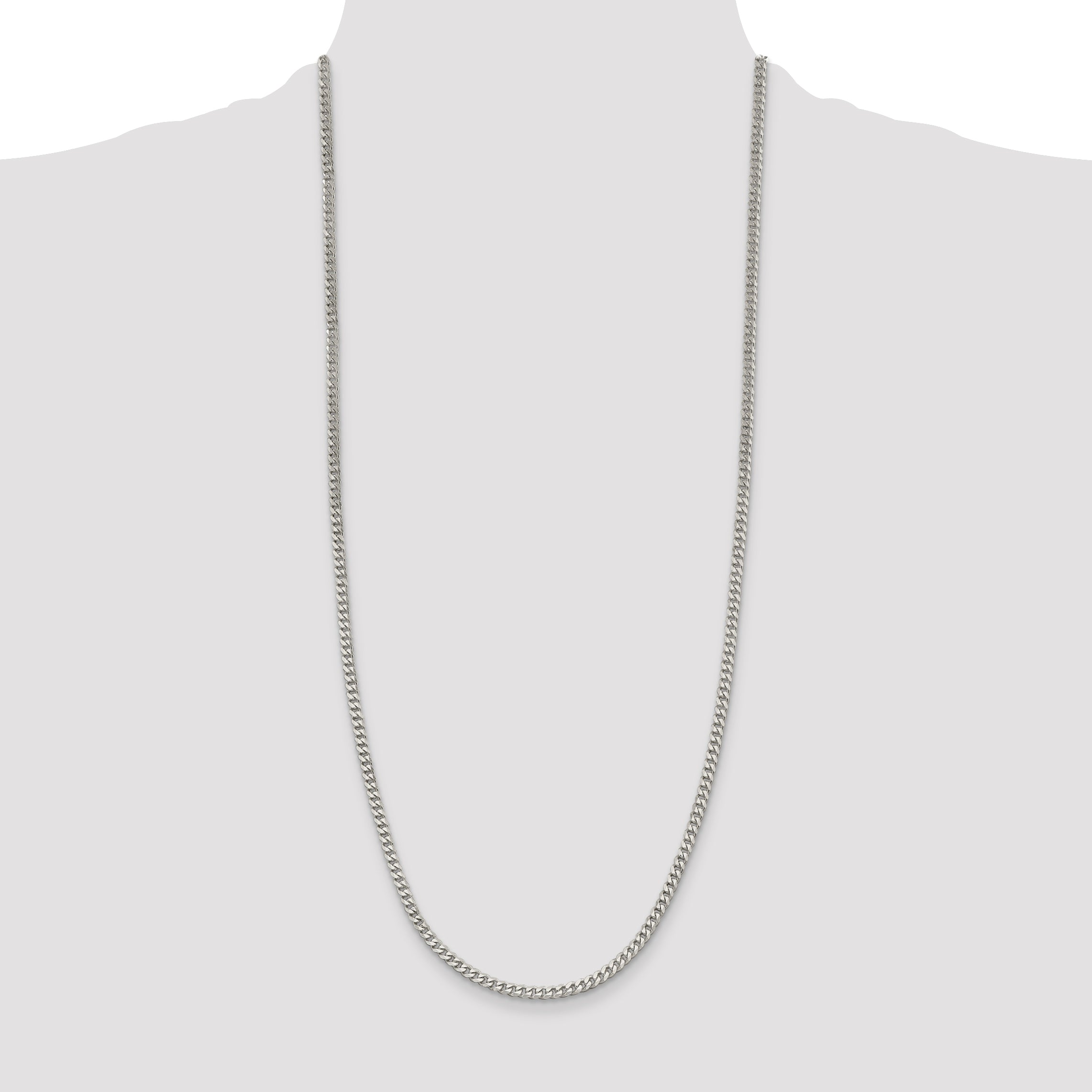 Sterling Silver Rhodium-plated 3.5mm Curb Chain