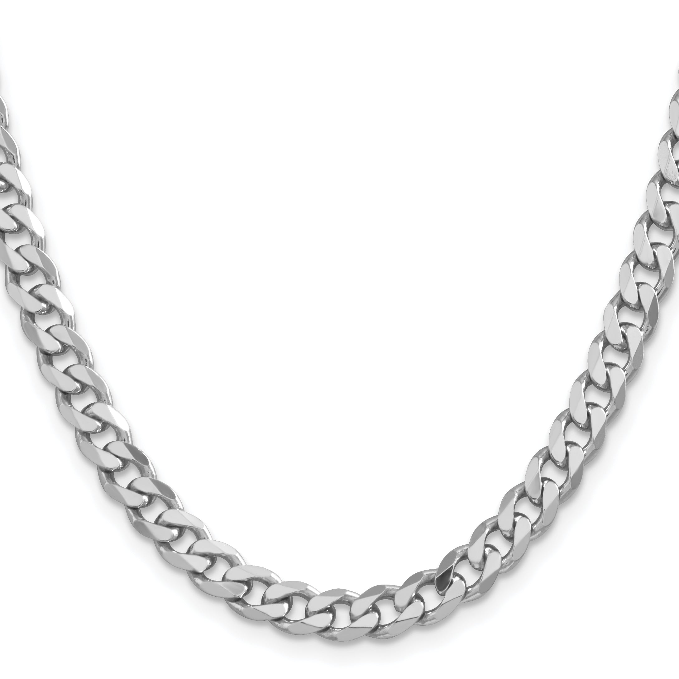 Sterling Silver Rhodium-plated 7mm Curb Chain